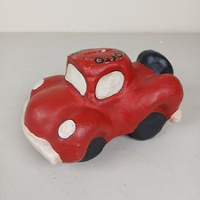 VTG Mexican Folk Art Pottery Coin Bank Car Cartoon Para Mi Carro Red Handmade picture