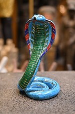 Egyptian Turquoise Uraeus Cobra Statue: Handmade Mythology Sculpture picture