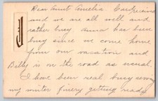 Vintage monogramed embossed J with message front back unposted? Postcard picture