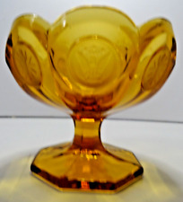 Vintage Fostoria Amber Coin Glass Pedestal Bowl Home Decor picture