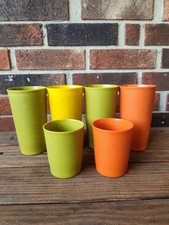 Lot 6 Vtg 70s Tupperware Harvest Tumblers Drinking Cups Beverage  picture