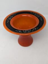 Lancaster Glass Marguerite Orange Black Flower Rim Round Footed Pedestal Bowl picture