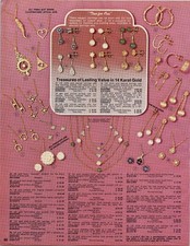 Vintage 1970s Jewelry Catalog Ad 14K Gold Takro Bracelets Necklaces Earrings picture