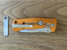 LionSTEEL SR11 Folding Knife 3½ Sleipner Tool Steel Blade Orange Aluminum Handle picture