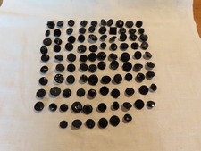 96 antique vintage Victorian black glass buttons picture