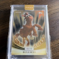 2025 Topps Pixar Gold Bullseye Golden Icons Encased Black 8/10 picture