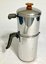 Vintage Revere Ware 8 Cup Stainless Copper Bottom Drip Coffee Maker Pot Pre-1968 picture