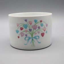 Vtg FTDA Ceramic Planter Plant Pot Vase Pastel Hearts Bouquet '80s Cottagecore picture