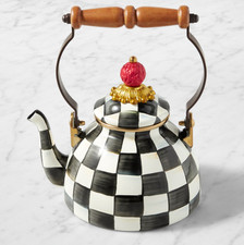 MacKenzie-Childs Courtly Check Enamel Whistling Tea Kettle full size picture