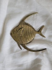 Solid Brass Fish Wall Hanging Nautical Coastal Beach Home Decor Angel Fish MCM picture