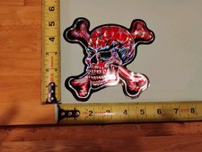 Skull And Crossbones Vintage Prismatic Decal. 5.5in X 6in. picture
