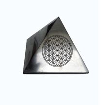 Polished shungite pyramid 100x100mm 3,94 Flower of life Karelia EMF protection picture