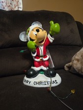 Vintage Disney Mickey Holiday Statue with Light-Up Color String Lights Works picture