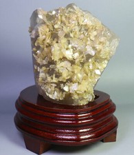2.1lb Beautiful Natural Gold Mica Quartz Crystal Cluster Mineral Specimen +Stand picture