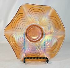 Carnival Glass Bowl Marigold with Scalloped Design 9 inches picture