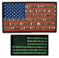 I Pledge of Allegiance Liberty Justice USA Flag Patch [3D PVC -Glow Dark-PL1] picture
