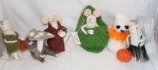 AS IS Primitives by Kathy Felt Mouse Critter Lot 6 Holiday Fall Halloween Coffee picture