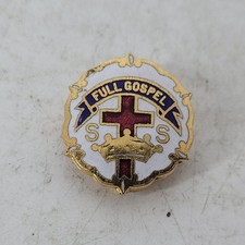 Vintage Full Gospel STS Cross Crown Sunday School Religious Pin UNCAS picture