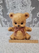 Vintage Albertas Molds Caramel  Brown Teddy Bear brown Bow Cookie Jar 11.5