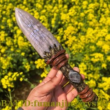Moonstone Knife , Handmade Carved Crystal Raw Sorceress Collectible gifts picture