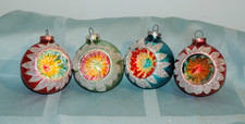 Lot of 4 Vintage West Germany DBGM Christmas Ornaments Indent Reflector picture