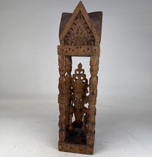 Antq Balinese Indonesian Carved Wood Temple Shrine Tower Guardian Figure Statue picture