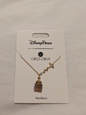 Disney Parks Girls Crew Disneyland Haunted Mansion Bat Necklace Gold NEW picture