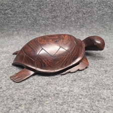 Vtg Hand Carved Solid Wood/Ironwood Turtle Sculpture 10.5