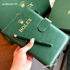 Rolex Luxury Green Gift Set Notebook Ballpoint Pen Executive Office AD VIP Gift picture