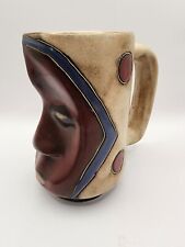 Mara Mexico Tribal Face Mask Aztec Stoneware Coffee Tea Mug Pottery SIGNED picture