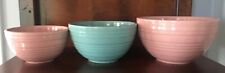 Vintage Real McCoy 3 Piece beehive? Mixing Nesting Bowl Set robin egg Blue, pink picture