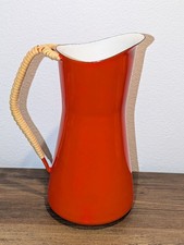 Vintage Dansk Denmark IHQ Købenstyle 1 Qt Persimmon Red Orange Enamel Pitcher... picture