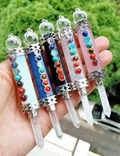 5pcs Opal Rock Quartz Vary Stone Pendants Chakra Energy Reiki Healing Amulet picture