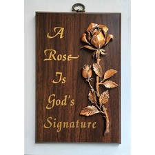 Vintage A&F Canada 3D Copper Rose, Wood Wall Plaque