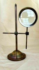 Solid Brass Magnifying Glass Vintage Adjustable Stand Magnifier Desktop Gifts picture
