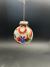 Authentic Limoges France Christmas Ball Ornament Box Peint Main Hinged Wreath Cl picture
