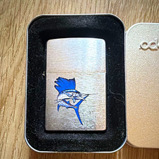 Zippo Nautical Blue Marlin Fish Graphic Lighter in Zippo Tin Case picture