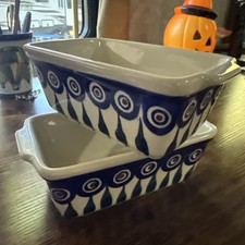 Boleslawiec Polish Pottery Mini Loaf Pan Peacock Blue 6