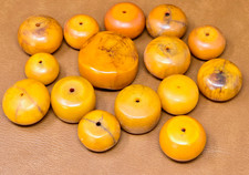 One Large  and 14 Small Butterscotch Amber Faturan Bakelite Round Bead picture