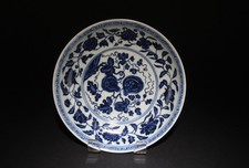 A Blue and White Plate with Flower Motif picture