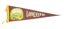 Vintage Longview Washington Souvenir Felt Pennant with Colorful Graphic picture