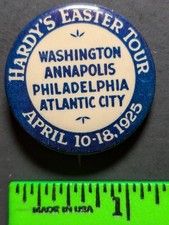 Vintage 1925 Hardy's Easter Tour Atlantic City Washington Pinback Pin picture