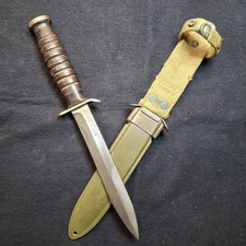 WWII Utica M3 US Combat Fighting Knife Blade Marked W/M8 Scabbard WW2 picture