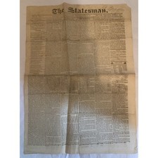 Antique THE STATESMAN NEW YORK August 6, 1828 RARE NEWSPAPER picture