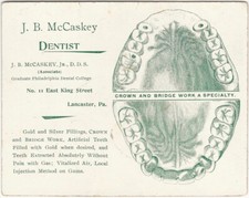 Dentist Lancaster Pennsylvania Vintage Dentistry Medical Teeth Mouth Trade Card picture