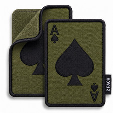 2-Piece Ace of Spades Patch Death Card Olive Embroidered Tactical Patches picture