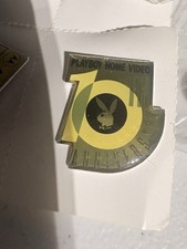 Playboy Home Video 10th Anniversary Pinback Button Unique Shape picture