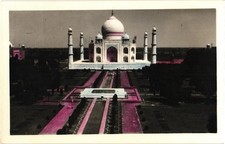 Vintage Taj Mahal Agra India Real Photo Postcard RPPC Hand Tinted picture