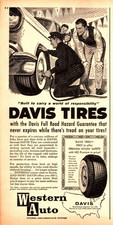 Original 1957 Western Auto Davis Tires Print Ad (8in x 11in) Advertisement picture
