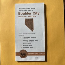 USGS Topographical, Boulder City, Nevada-Arizona, 1984. 1,100,000 Metric Scale. picture